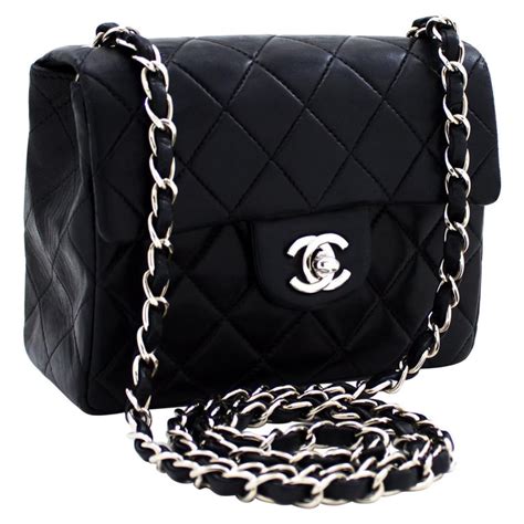 chanel black bag with chain|black chanel bag silver chain.